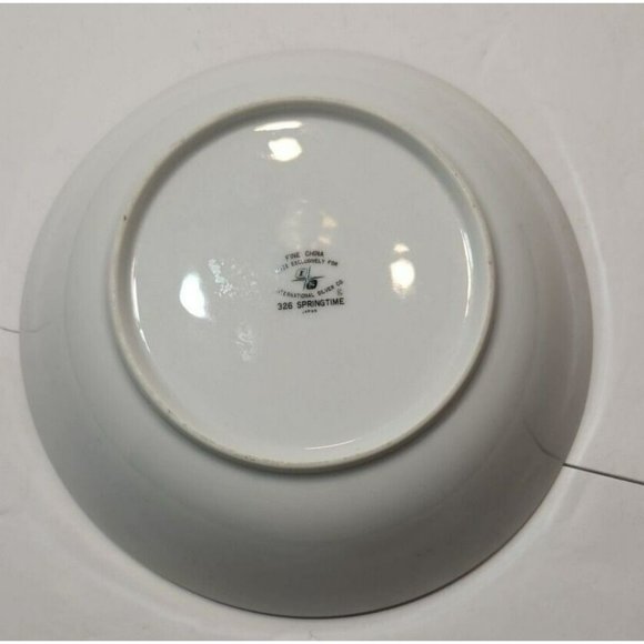 Vtg International Silver Company 326 "Springtime" Serving Bowl Silver Rim - Picture 4 of 10